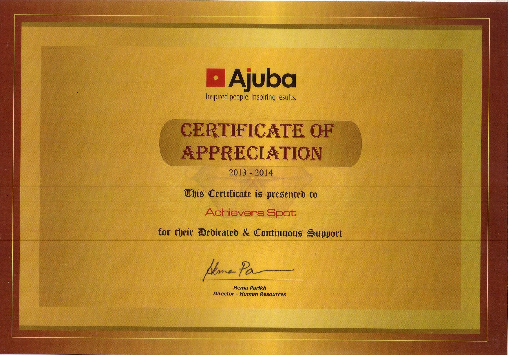 Ajuba Certificate